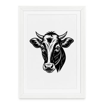 Tête de vache - Affiche encadrée (27 × 37 cm) - blanc - Devant