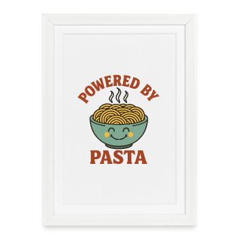 Powered By Pasta – Chemise drôle pour les amateurs de nouilles - Affiche encadrée (27 × 37 cm) - blanc - Devant