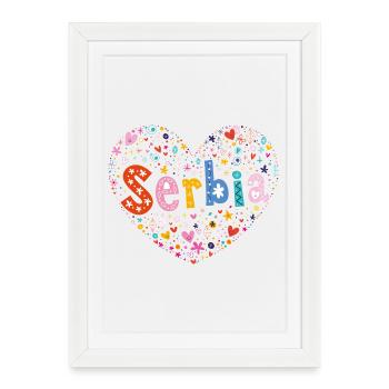Cœur de Serbie - Affiche encadrée (27 × 37 cm) - blanc - Devant