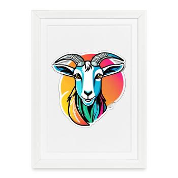 Chèvre arc en ciel colorée - Affiche encadrée (27 × 37 cm) - blanc - Devant