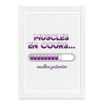 cadeau musculation Muscles en cours veuillez  - Affiche encadrée (27 × 37 cm) - blanc - Devant
