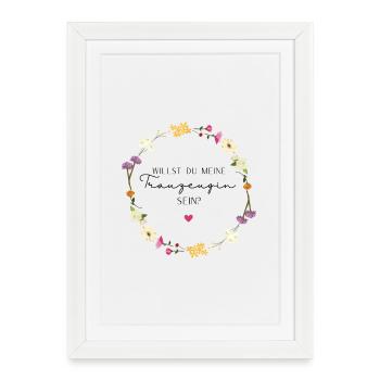 Trauzeugin fragen Idee - Gerahmtes Poster (27 × 37 cm) - Weiß - Vorne