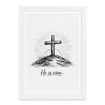 Design chrétien - Jesus Cross Easter - Affiche encadrée (27 × 37 cm) - blanc - Devant
