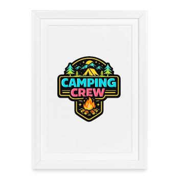 Camping Crew Neon Badge - Framed poster (27 × 37 cm) - white - Front