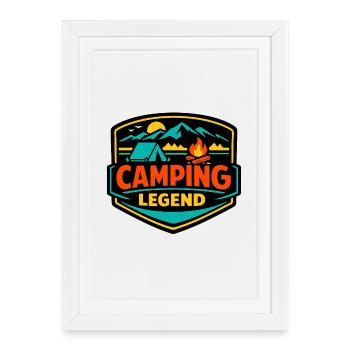 Insigne de Légende du Camping - Affiche encadrée (27 × 37 cm) - blanc - Devant