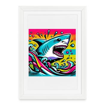 Shark - Framed poster (27 × 37 cm) - white - Front