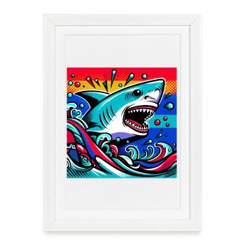 Shark - Framed poster (27 × 37 cm) - white - Front