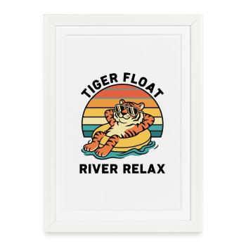 Tiger Buoy Retro Tiger Float River Relax - Framed poster (27 × 37 cm) - white - Front