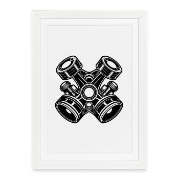 Car engine pistons - Framed poster (27 × 37 cm) - white - Front