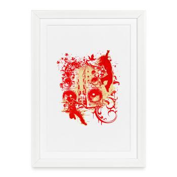 Splash Sonore Rouge DJ - Affiche encadrée (27 × 37 cm) - blanc - Devant