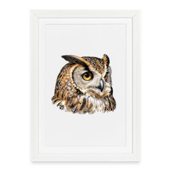 Artistic feather night owl - Framed poster (27 × 37 cm) - white - Front
