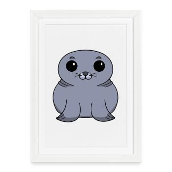 Phoques Chibi - Affiche encadrée (27 × 37 cm) - blanc - Devant