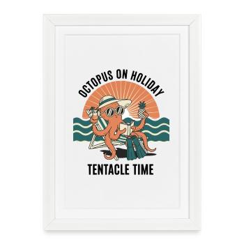 Poulpe Octopus On Holiday Tentacle Time Chill - Framed poster (27 × 37 cm) - white - Front