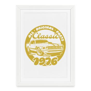 50th Birthday - Classic Musclecar 05/1976 - Framed poster (27 × 37 cm) - white - Front