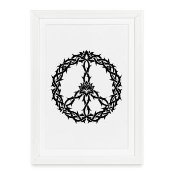 Signe de paix avec épines à la manière tribale - Affiche encadrée (27 × 37 cm) - blanc - Devant