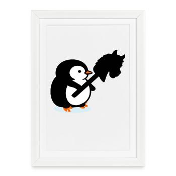 Enfants de la monture à cheval Penguin - Affiche encadrée (27 × 37 cm) - blanc - Devant
