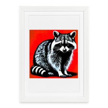 Raton laveur - Affiche encadrée (27 × 37 cm) - blanc - Devant