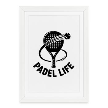 Padel Life Tennis avec raquette - Affiche encadrée (27 × 37 cm) - blanc - Devant