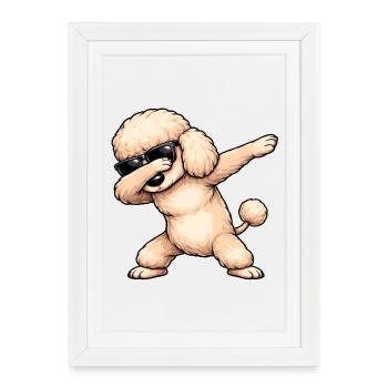 Dabbing Poodle - Framed poster (27 × 37 cm) - white - Front