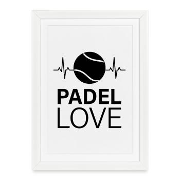 Padel Love Sport Heartbeat Lifestyle - Affiche encadrée (27 × 37 cm) - blanc - Devant