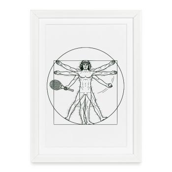 Art du tennis, chemise de tennis drôle, sweat à capuche, sac, tasse - Affiche encadrée (27 × 37 cm) - blanc - Devant