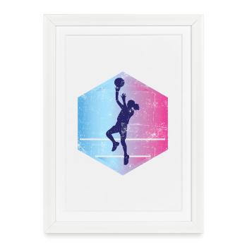 Fille de basket vintage - Affiche encadrée (27 × 37 cm) - blanc - Devant