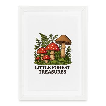 Small Forest Treasure Mushrooms - Framed poster (27 × 37 cm) - white - Front
