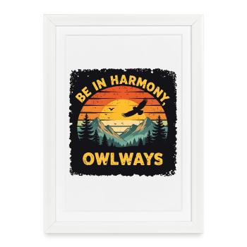 Owl Harmony at Sunset - Framed poster (27 × 37 cm) - white - Front