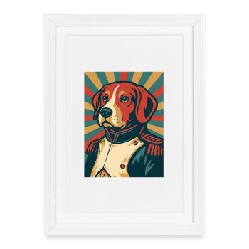 Dog General Style Poster Rétro Design Vintage - Affiche encadrée (27 × 37 cm) - blanc - Devant