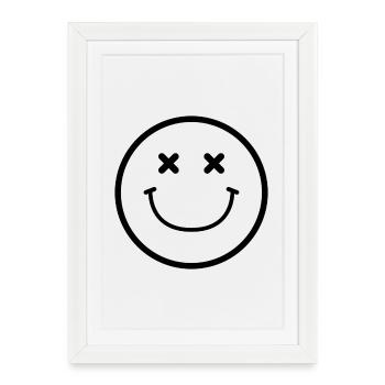 Visage souriant - Affiche encadrée (27 × 37 cm) - blanc - Devant