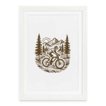 Mountain Bike Flow : Montagnes vintage de design de VTT - Affiche encadrée (27 × 37 cm) - blanc - Devant