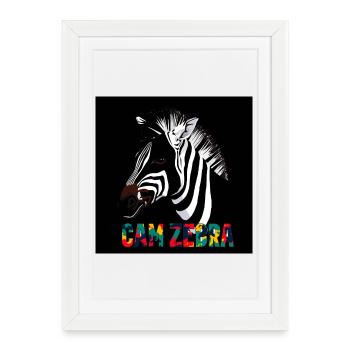 Zebra Silhouette with Colorful Text CANZEBRA - Framed poster (27 × 37 cm) - white - Front