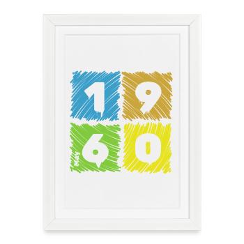 66th Birthday Colored Patches since 05/1960 - Framed poster (27 × 37 cm) - white - Front