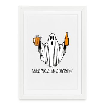 Baranormale Aktivität – Bier und Geisterhumor - Gerahmtes Poster (27 × 37 cm) - Weiß - Vorne