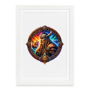 Guerriers vikings dans l’anneau des runes - Affiche encadrée (27 × 37 cm) - blanc - Devant