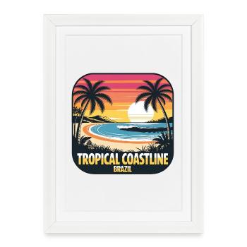 Tropical Coast Brasil Sunset - Framed poster (27 × 37 cm) - white - Front