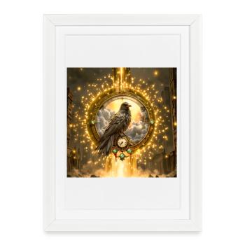 Raven in Luminous Ring - Framed poster (27 × 37 cm) - white - Front