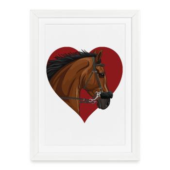 The head of a bay horse and a heart - Framed poster (27 × 37 cm) - white - Front