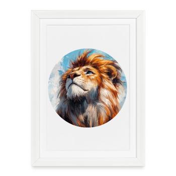 Design de Lion - Affiche encadrée (27 × 37 cm) - blanc - Devant