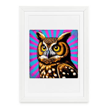 hibou - Affiche encadrée (27 × 37 cm) - blanc - Devant