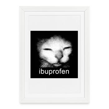 Ibuprofen Cat Shirt | Dark Humor Meme Aesthetic Te - Framed poster (27 × 37 cm) - white - Front