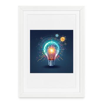 Neon Brain Lamp Innovation - Framed poster (27 × 37 cm) - white - Front