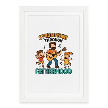 Gratter à travers la chemise de papa guitare de père - Affiche encadrée (27 × 37 cm) - blanc - Devant