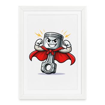 Mechanic's Superhero Piston - Framed poster (27 × 37 cm) - white - Front