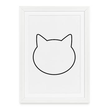 Cat head - Framed poster (27 × 37 cm) - white - Front