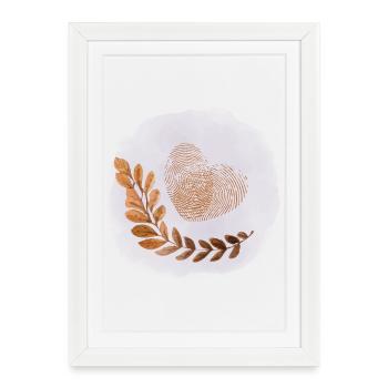 Love Heart Fingerprint Watercolor Circle Gift - Framed poster (27 × 37 cm) - white - Front