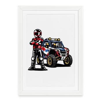 SSV Rally Offroad Racing Driver - Framed poster (27 × 37 cm) - white - Front