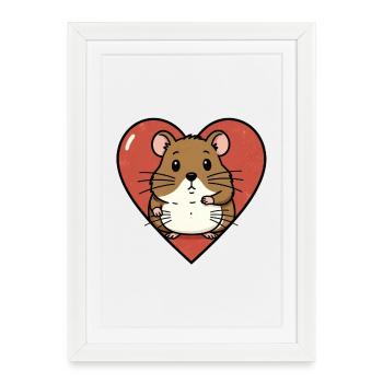 Conception de câlins de hamster au cœur - Affiche encadrée (27 × 37 cm) - blanc - Devant