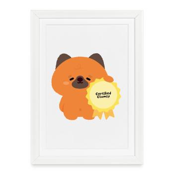 Certified Clumsy Puppy - Framed poster (27 × 37 cm) - white - Front