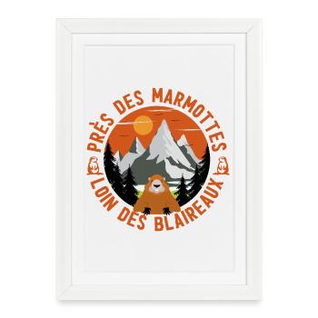 Marmotte Montagne Circulaire - Affiche encadrée (27 × 37 cm) - blanc - Devant